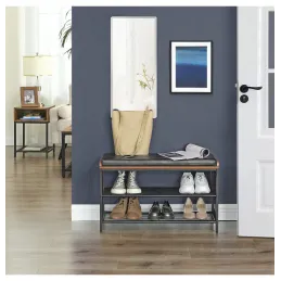Meuble à chaussures avec pouf CASSA / Noir mat