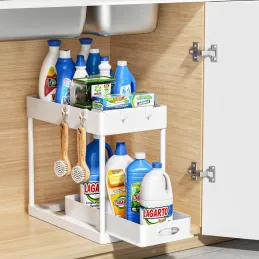 Panier coulissant pour produits de nettoyage ADAM / Blanc mat
