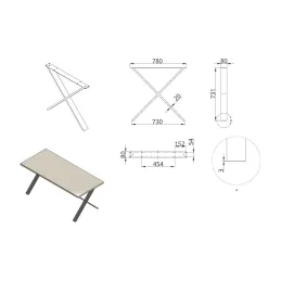 Pieds de table ULTRA SLIM noirs / Paire
