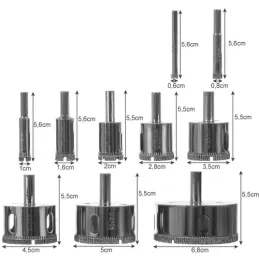Set de 10 scies cloches diamantées de 6 à 68 mm