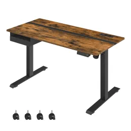 Bureau électrique réglable en hauteur APOLONIA 1400 x 600 / Noir – finition bois