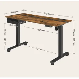 Bureau électrique réglable en hauteur APOLONIA 1400 x 600 / Noir – finition bois