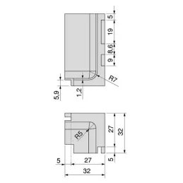 Angle intérieur en aluminium pour profilé GOLA – L / Noir mat