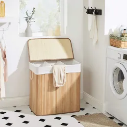 Panier à linge GLAMUR 150 L / Bois naturel