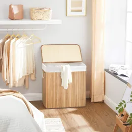 Panier à linge GLAMUR 150 L / Bois naturel