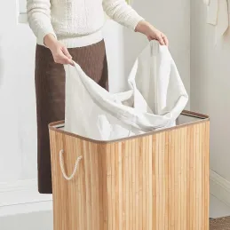 Panier à linge GLAMUR 150 L / Bois naturel