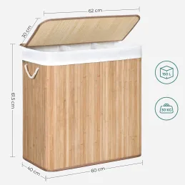 Panier à linge GLAMUR 150 L / Bois naturel