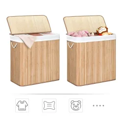 Panier à linge GLAMUR 150 L / Bois naturel