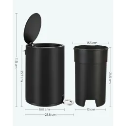 Poubelle RANDON à pédale 3L / Noir mat