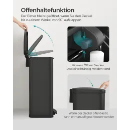 Poubelle FLEXO à pédale 40 L / Noir mat