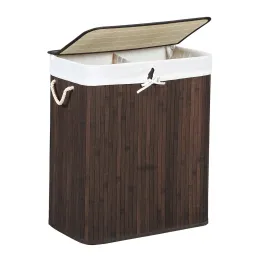 Panier à linge GLAMUR 100L / Bois foncé