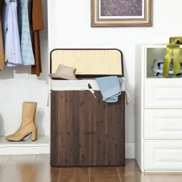 Panier à linge GLAMUR 100L / Bois foncé