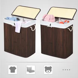 Panier à linge GLAMUR 100L / Bois foncé