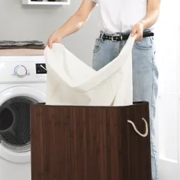 Panier à linge GLAMUR 100L / Bois foncé