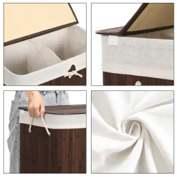 Panier à linge GLAMUR 100L / Bois foncé
