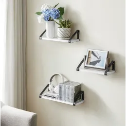 Set 3ks poličiek REGALO Shelf / Čierna matná - Biele drevo