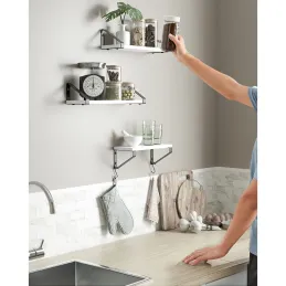 Set 3ks poličiek REGALO Shelf / Čierna matná - Biele drevo