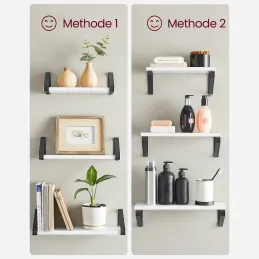 Set 3ks poličiek REGALO Shelf / Čierna matná - Biele drevo