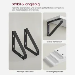 Set 3ks poličiek REGALO Shelf / Čierna matná - Biele drevo