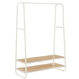 Portant à vêtements avec étagères PRINCESS / Blanc mat – bois