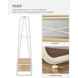 Portant à vêtements avec étagères PRINCESS / Blanc mat – bois