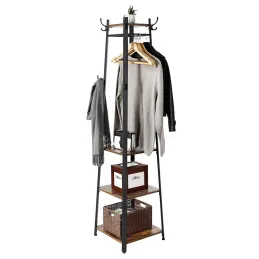 Portemanteau sur pied COAT / Noir mat – bois foncé