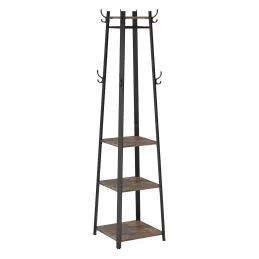 Portemanteau sur pied COAT / Noir mat – bois foncé