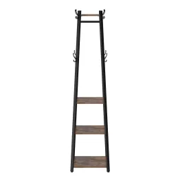 Portemanteau sur pied COAT / Noir mat – bois foncé