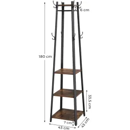 Portemanteau sur pied COAT / Noir mat – bois foncé