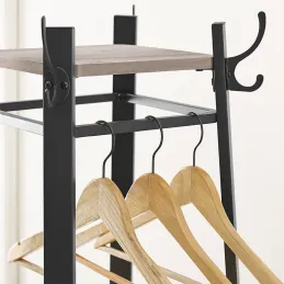 Portemanteau sur pied COAT / Noir mat – bois foncé