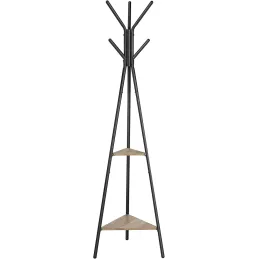 Portemanteau sur pied COCO / Noir mat – bois clair