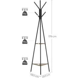 Portemanteau sur pied COCO / Noir mat – bois clair