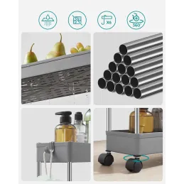 Desserte de rangement à roulettes AMADEO / Gris - chrome brillant