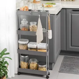 Desserte de rangement à roulettes AMADEO / Gris - chrome brillant