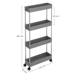 Desserte de rangement à roulettes AMADEO / Gris - chrome brillant