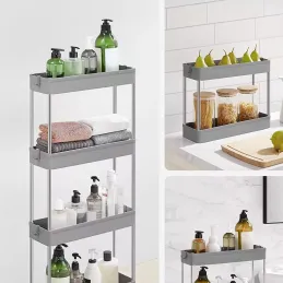 Desserte de rangement à roulettes AMADEO / Gris - chrome brillant