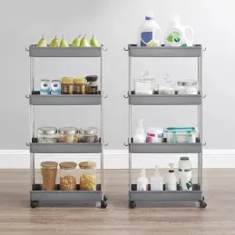 Desserte de rangement à roulettes AMADEO / Gris - chrome brillant