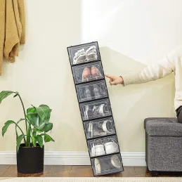 Lot de 18 boîtes à chaussures empilables AXION / Transparent - noir