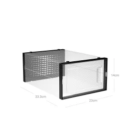 Lot de 18 boîtes à chaussures empilables AXION / Transparent - noir