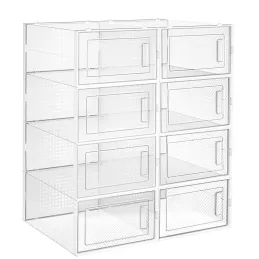 Lot de 8 boîtes de rangement pour chaussures AXION / Transparentes