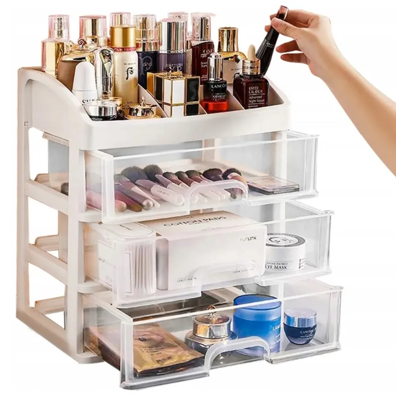 Organiseur à cosmétiques CLEAR / Transparent – blanc