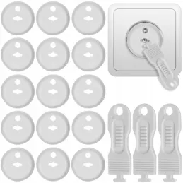 Lot de 15 cache-prises de sécurité avec clé / Blanc