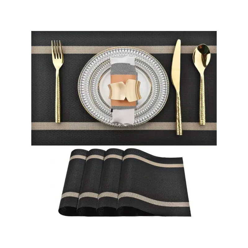 Set de table GENIA 300 x 450 mm / Noir et or
