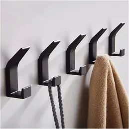 Set de 5 patères autocollantes LULO / Noir mat