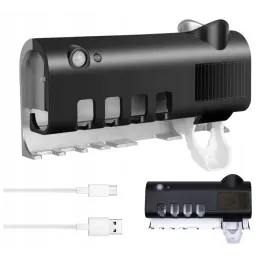 Porte-brosses à dents exclusif avec stérilisation UV et distributeur / Noir mat