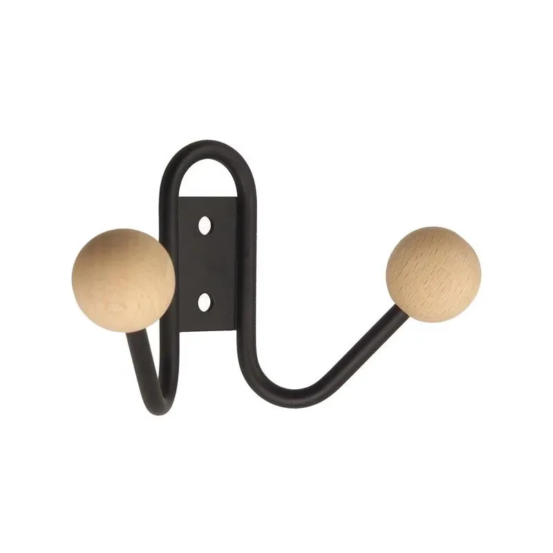 Porte-manteau GIANO MINI / Noir mat + bois