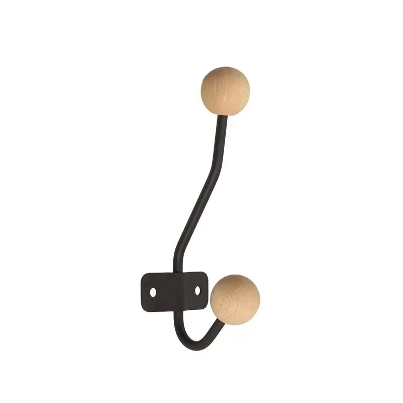 Portemanteau GIANO MAXI / Noir mat + bois