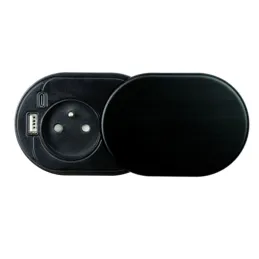 Prise électrique SLIDE 1x230V + 1xUSB C+A FRENCH / Noir mat