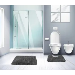 Set de 3 tapis de salle de bain / Anthracite