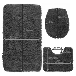 Set de 3 tapis de salle de bain / Anthracite